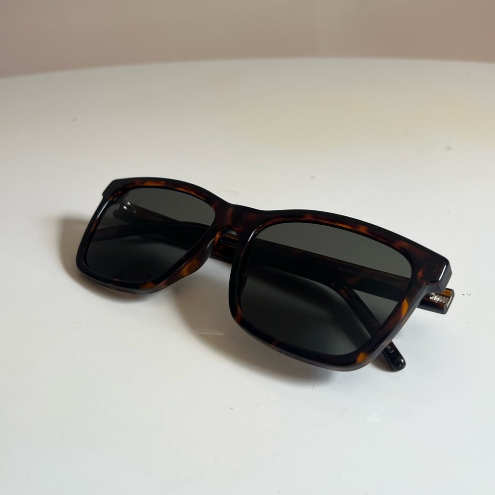 Saint Laurent Tortoiseshell Square Sunglasses with Dark Lenses